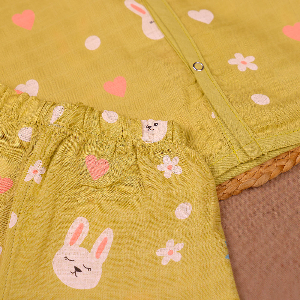 Bunny Meadow Muslin Jabla & Shorts Set