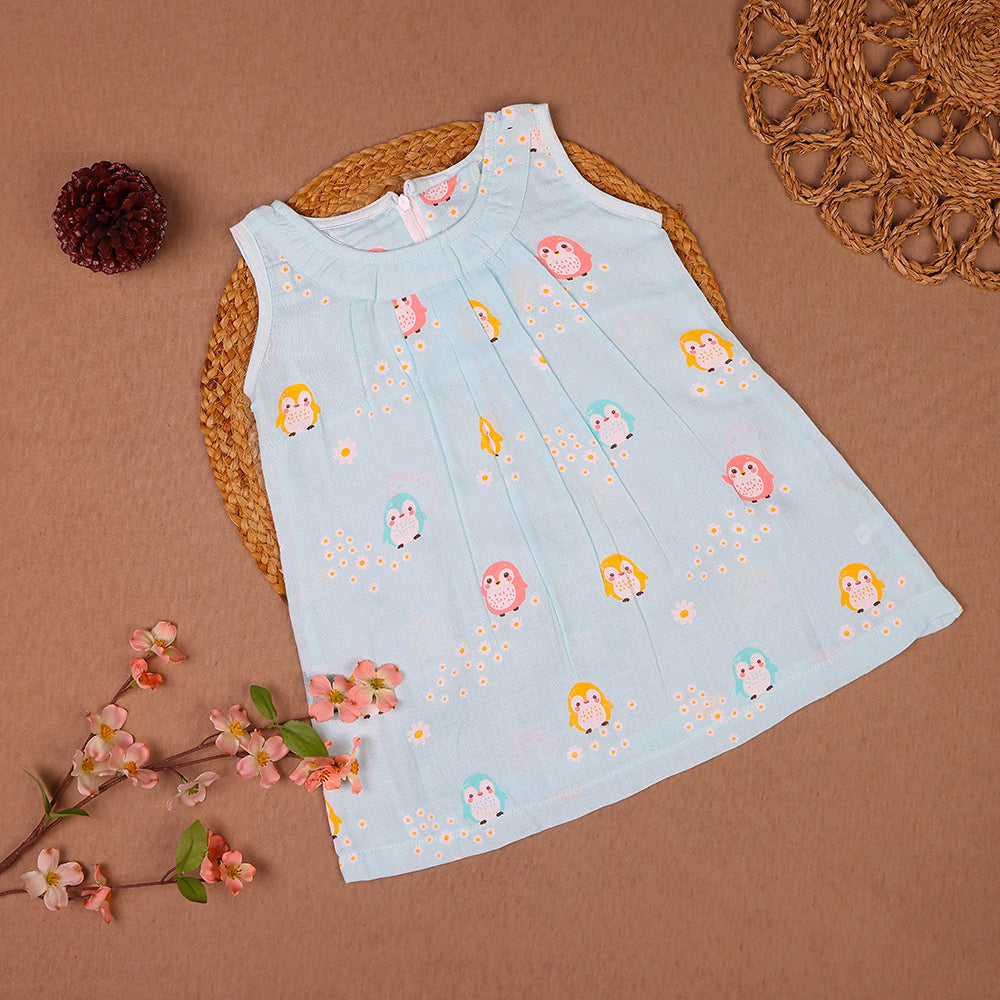 Penguin Parade Muslin Zip Frock