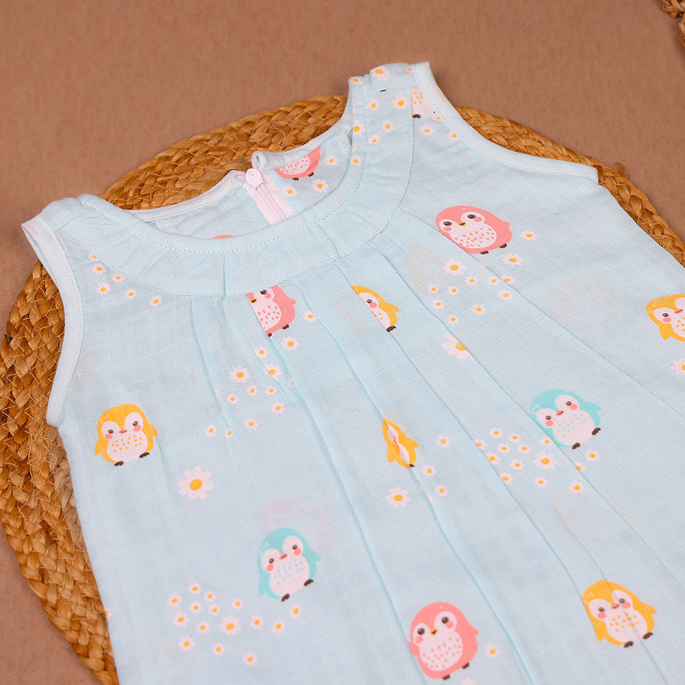 Penguin Parade Muslin Zip Frock