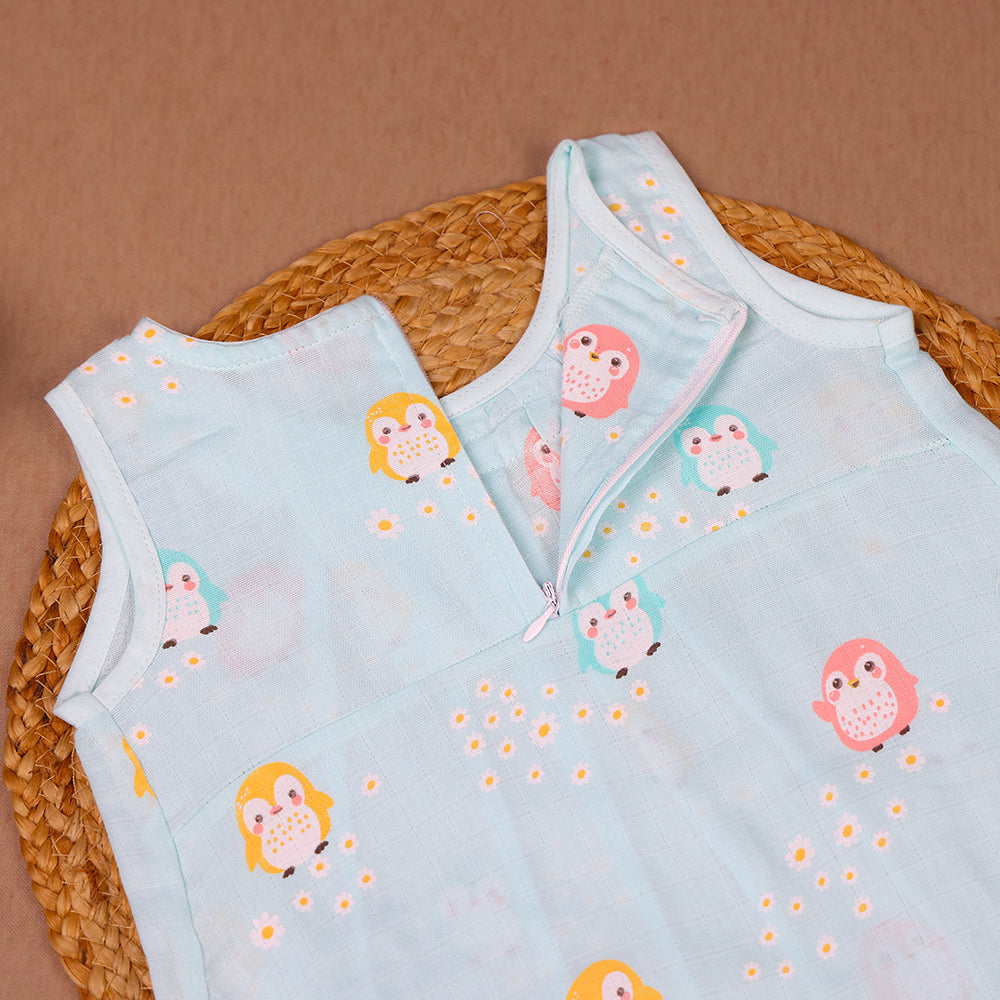 Penguin Parade Muslin Zip Frock