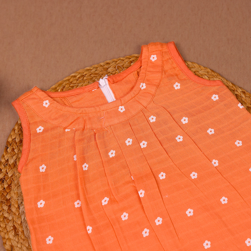 Peach Daisy Muslin Zip Frock