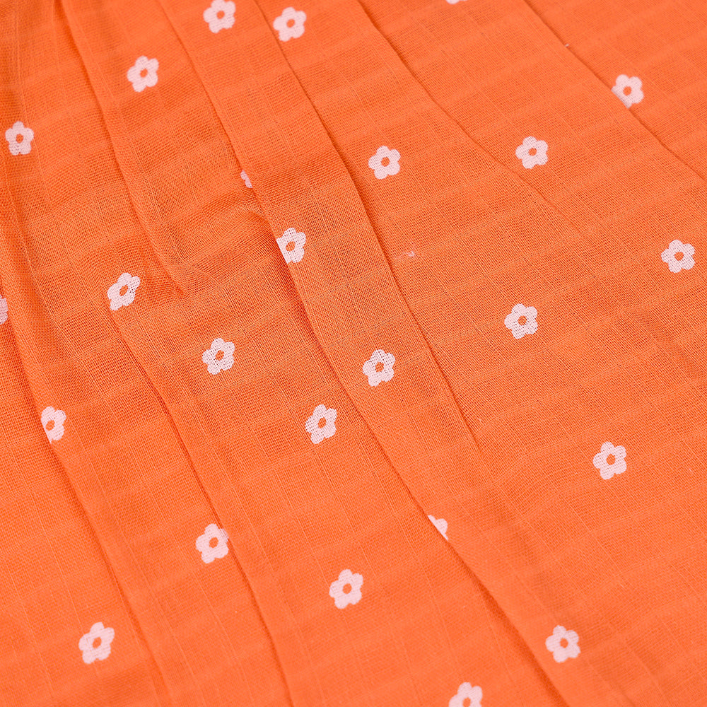 Peach Daisy Muslin Zip Frock
