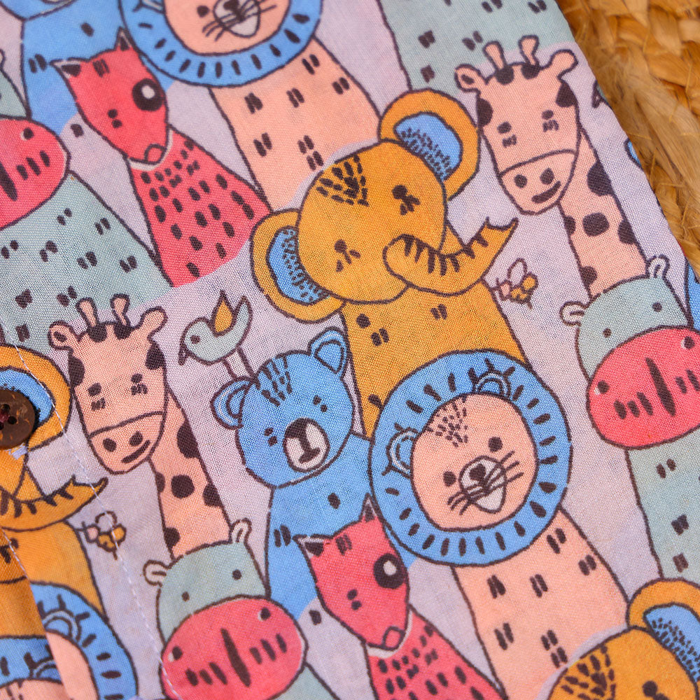 Multicolour Jungle Animals Print Cotton Vest