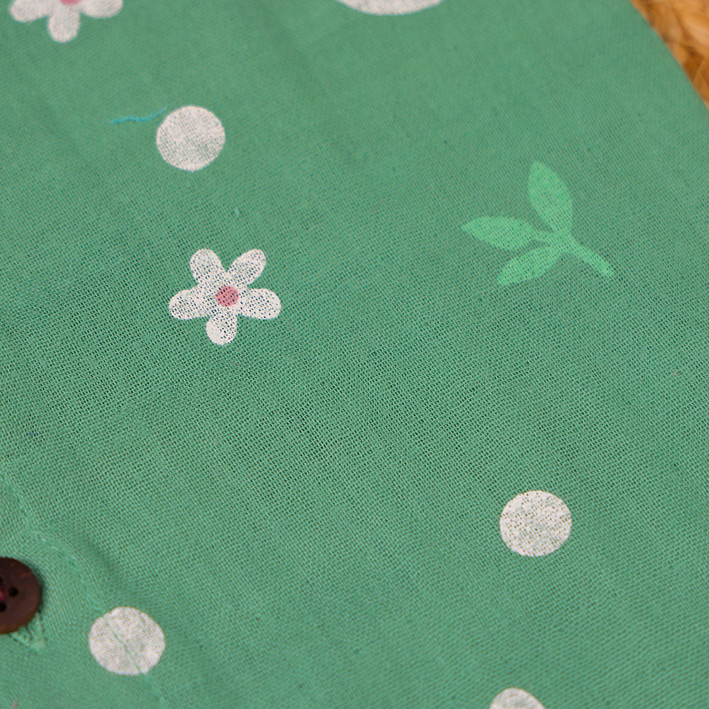 Mint Green Bunny Print Muslin Vest for Kids