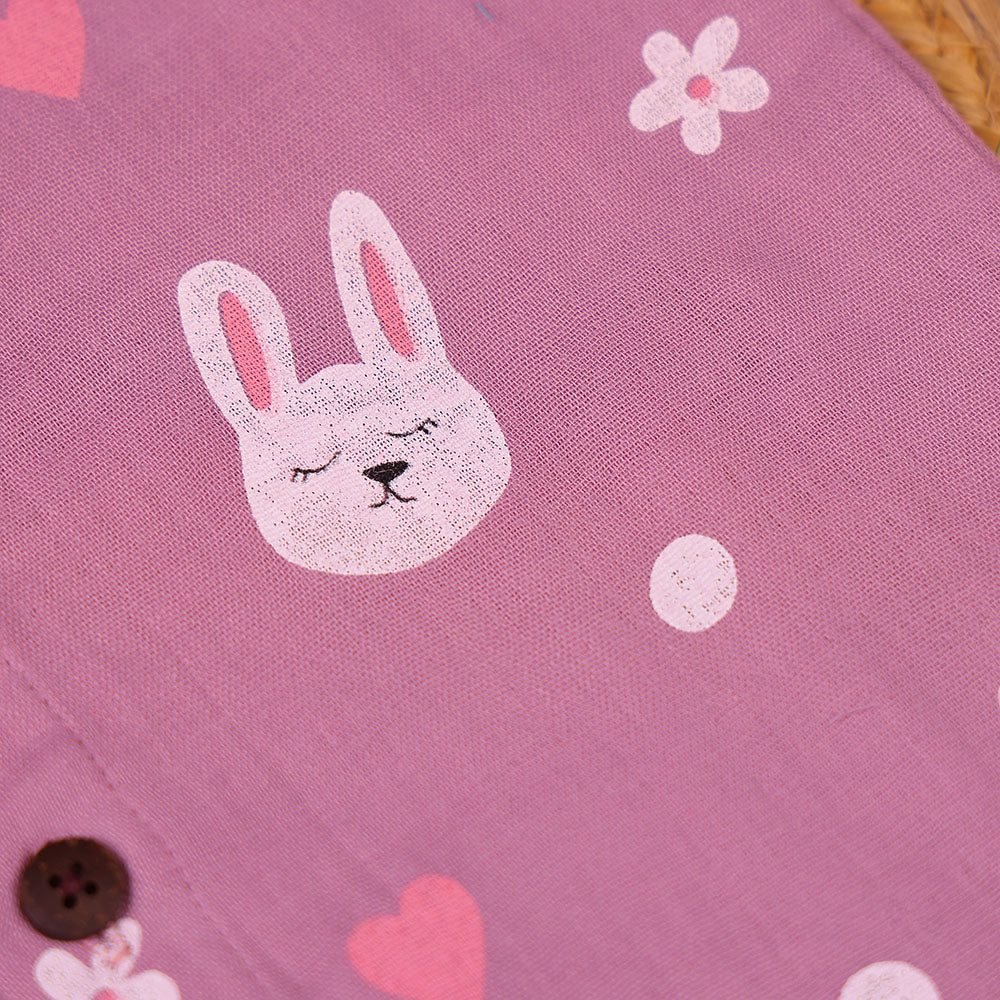 Dusty Pink Bunny Print Muslin Vest for Kids