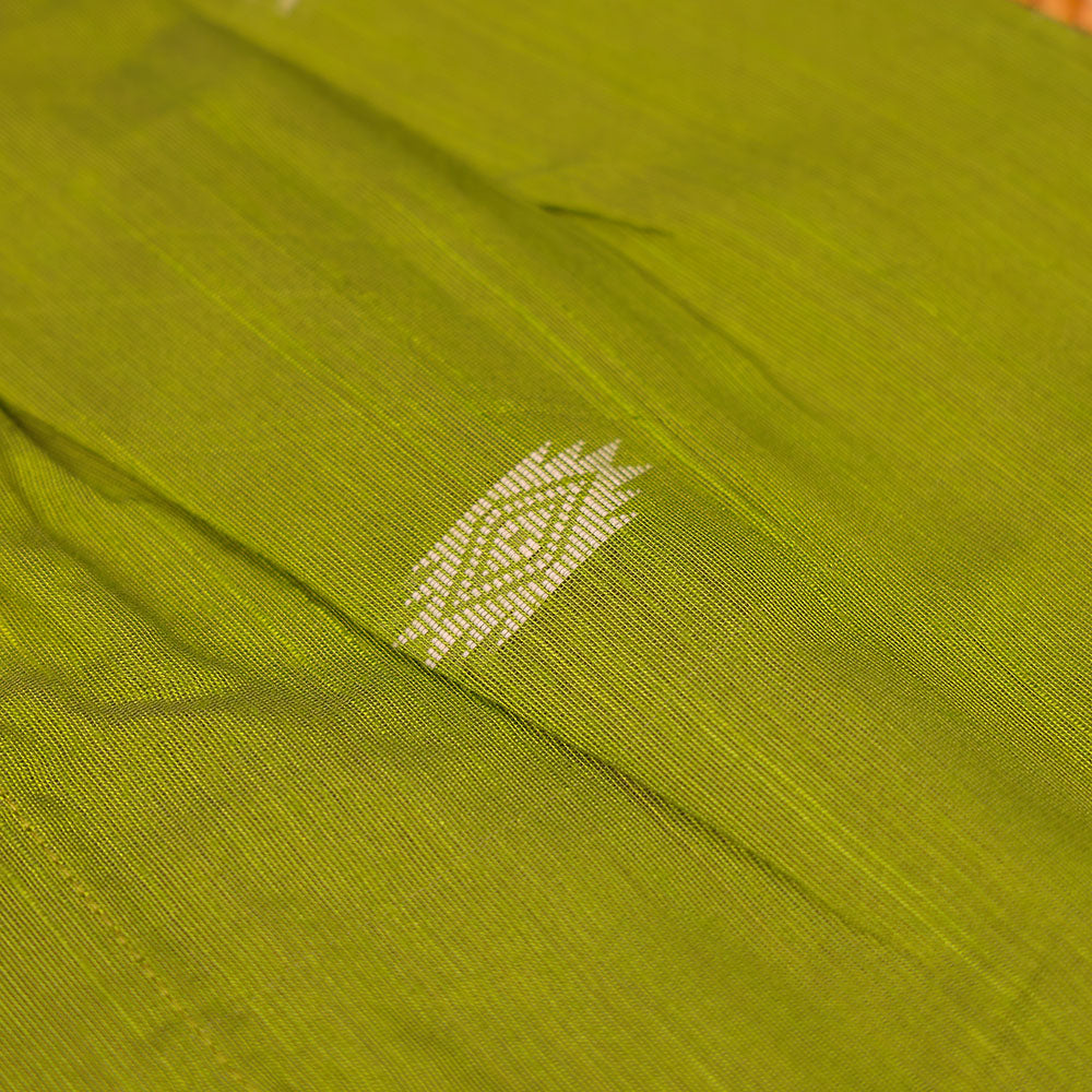 Olive Green Diamond Embroidered Silk Ethnic Frock for Girls