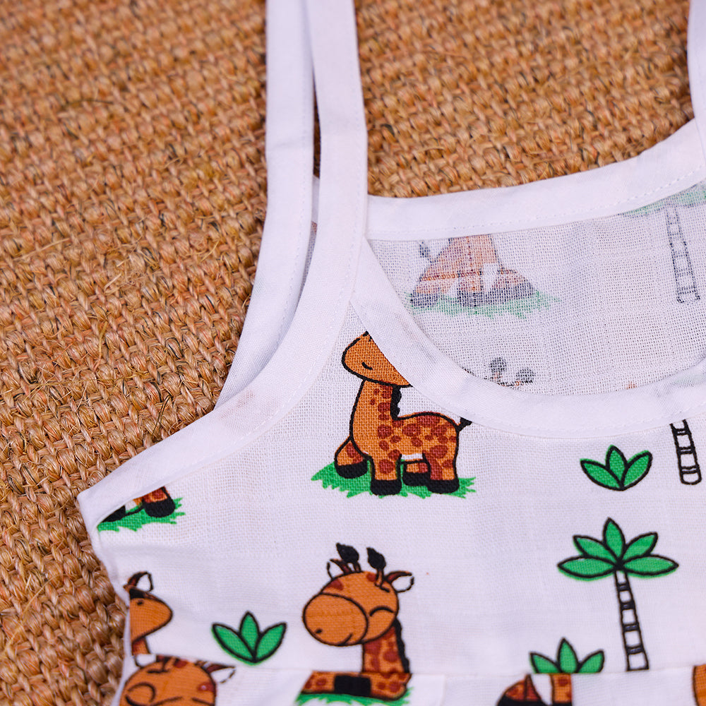 Cheerful Giraffes Two-Layered Organic Muslin Frock