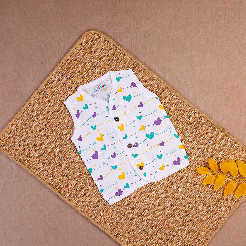 Lovely Hearts Two-Layered Organic Muslin Jabla